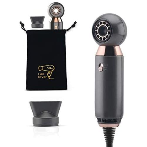 Professional Hair Dryer，800W Lightweight & Compact Blow Dryer， Powerful Flow Hair Dryers for Travel and Home，Concentrator Nozzle，Gray