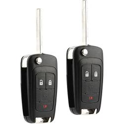 Car Key Fob Keyless Entry Remote Flip fits 2010-2017 Chevy Equinox, Sonic, Terrain (OHT01060512 3-btn), Set of 2