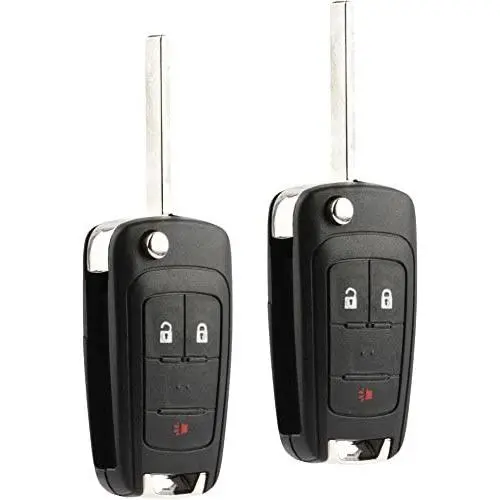 Car Key Fob Keyless Entry Remote Flip fits 2010-2017 Chevy Equinox, Sonic, Terrain (OHT01060512 3-btn), Set of 2