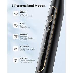 Fairywill PRO Electric Toothbrush, Ultra-Sonic Power Whitening Toothbrush with 5 Modes, Wireless Charging and Smart Timer, 8 Brush Heads with A Chargeable Travel Case