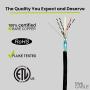trueCABLE Cat6 Direct Burial, Shielded FTP, 500ft, Waterproof, Outdoor Rated CMX, Black, 23AWG Solid Bare Copper, 550MHz, ETL Listed, Bulk Ethernet Cable