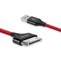 AGVEE Unbreakable Nylon Braided [3 Pack 3ft 6ft 10ft] 30 Pin Heavy Duty Fast Charger Cable, Slim Metal Shell End Case Friendly Charging Data Sync Cord for Phone 4/4S, Pad 1/2/3, Red
