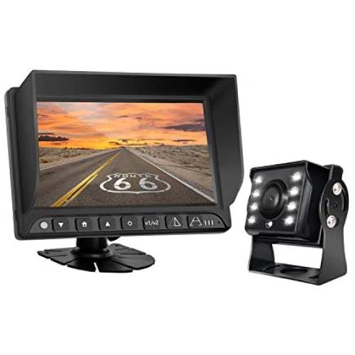 HD Backup Camera System Heavy Duty Back up Camera Monitor Kit 71080P Reversing Monitor IP69k Waterproof Rear View Camera Full Colored Night Vision Bus Truck Van/Semi-Trailer/Box Truck/RV Rear View