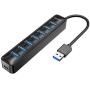 iDsonix USB 3.0 Hub, 7-Port 5V / 3A Powered USB Hub, 5Gbps HighSpeed Data Transmission USB Splitter for Laptop, iMac, Surface Pro, XPS, USB Flash Drives, Mobile HDD, Printer, Camera, and More -Black