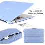 MacBook Air 11 Inch Case Bundle 5 in 1,iCasso Ultra Slim Plastic Hard Cover with Canvas Sleeve,Screen Protector,Keyboard Cover & Dust Plug for MacBook Air 11 Inch Model A1370/A1465 - Serenity Blue