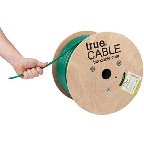 trueCABLE Cat6A Shielded Riser (CMR), 1000ft, Green, 23AWG Solid Bare Copper, 750MHz, ETL Listed, Overall Foil Shield (FTP), Bulk Ethernet Cable