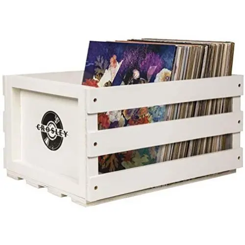Crosley AC1004A-WH Record Storage Crate Holds up to 75 Albums, White Crosley AC1004A-WH Record Storage Crate Holds up to 75 Albums, White
