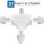 Kasonic 3-Outlet Grounding Adapter (3 Pack); Heavy-Duty Grounded Power Tap; UL Listed Plug Extender (White)