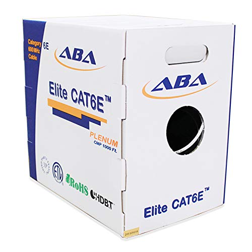 Cat6 Plenum CMP (Cat6e), Ethernet Cable 1000ft, 23AWG UTP, 600MHz, Solid Bare Copper, UL Certified, w/Spline(Noise Reducing Cross Separator), Easy to Pull (Reelex II Box), Bulk Network Cable - White