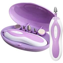 Electric Pedicure & Manicure Set Portable Nail Care Tool Box with 5 PCS Attachment for Grooming of Hands & Feet ZLiME (Purple)