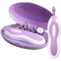 Electric Pedicure & Manicure Set Portable Nail Care Tool Box with 5 PCS Attachment for Grooming of Hands & Feet ZLiME (Purple)