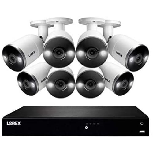 Lorex 4KSDAI168-2 4K Smart Deterrence 16 Channel Surveillance System w/ N862A63B 4K 3TB NVR and 8 E892AB 4K Smart Deterrence Bullet Cameras