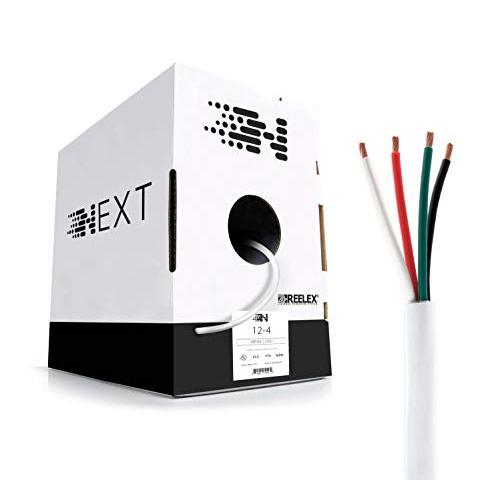 Next 12/4 Speaker Wire - 12 AWG/Gauge 4 Conductor - UL Listed in Wall (CL2/CL3) and Outdoor/In Ground (Direct Burial) Rated - Oxygen-Free Copper (OFC) - 250 Foot Bulk Cable Pull Box - White