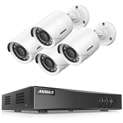 ANNKE 8CH 5MP-Lite Security Camera System H.265+ DVR with 4Pcs 1920TVL Outdoor Wired CCTV Camera, 100ft Night Vision, Easy Remote Access, Motion Alert, No HDD