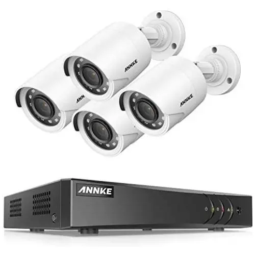 ANNKE 8CH 5MP-Lite Security Camera System H.265+ DVR with 4Pcs 1920TVL Outdoor Wired CCTV Camera, 100ft Night Vision, Easy Remote Access, Motion Alert, No HDD
