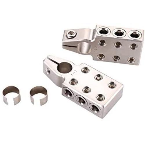1/0 & 4 Gauge 6 Input Car Audio Battery Terminals Distribution Connector,Positive and Negative (+/-)(Pair) for SAE Tapered Top Post