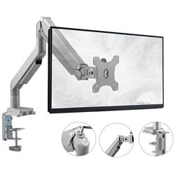 Krieger Single Monitor Mount, Premium Gas Spring Aluminum Arm, LCD LED Computer Desk Stand Holds Screens Size 17 to 32 in and 19.8 lbs, Detachable VESA Compatible Plate, Full Motion Articulating Arm