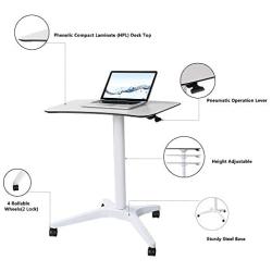 Pneumatic Adjustable Height Laptop Desk, Sit and Stand Mobile, Ergonomic Design, Excellent Computer Workstation for Classrooms, Offices, and Home! 25.5x18 CARTMAY(White)