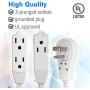Maximm Cable 4 Ft 360° Rotating Flat Plug Extension Cord/Wire, 16 AWG Multi 3 Outlet Extension Wire, 3 Prong Grounded Wire - White - UL Listed