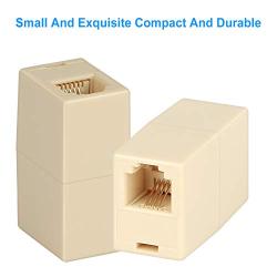 RJ11 6P4C Inline Coupler, Uvital Modular Female to Female Straight Telephone Extension Cable Cord Coupler Adapter Jack White(Cream, 2 Pack)