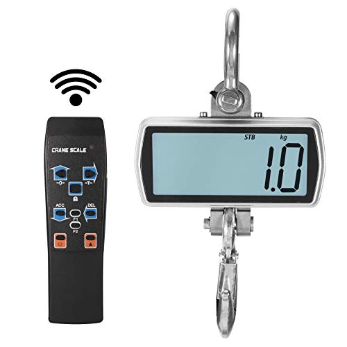 NEWTRY 1000kg/2200lb Wireless Electronic Digital Crane Scale Heavy Duty Industrial Hanging Scale with Remote Control and Charger (Silver, 1000kg/2200lb)