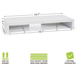Way Basics TV PC Desktop Modern Computer Monitor Stand Screen Riser (Tool-Free Assembly and Uniquely Crafted from Sustainable Non Toxic zBoard Paperboard), White