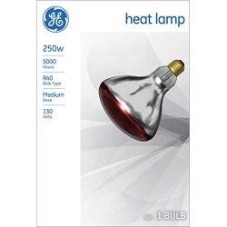 GE Incandescent Heat Lamp, BR40 Heat Lamp Bulb, 250-Watt, Medium Base, Red, 1-Pack, Recessed Light Bulb for Heat Lamps, Flood Light Heat Lamp Bulb