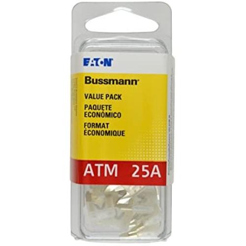 Bussmann (VP/ATM-25-RP) Yellow 25 Amp Fast Acting ATM Mini Fuse, (Pack of 25)