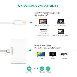UGREEN Mini DisplayPort to HDMI VGA Adapter Converter 4K Thunderbolt 2 Compatible for MacBook Pro MacBook Air iMac Surface Pro 1 2 3 4 6 Surface Laptop 2 Surface Book ThinkPad X1 White