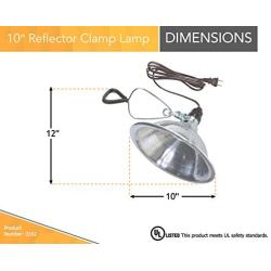 Woods 0162 18/2 SPT-2 Clamp Lamp with 10 Inch Reflector, 150 Watt, 6 Foot Cord