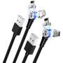 180 Degree Magnetic Cable, ZRSE Type C Rotate Double Charge Nylon Brained Charging Cable for i-Product & USB-C & Micro Devices, 3.3 Feet Black (2 Pack)