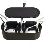 D-Line Cable Management Box | Hide and Conceal Power Strips and Electrical Cords from TVs, Computers, and Desks | Cord Organizer Made from Electrically Safe ABS Material (Large, Black)