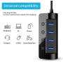 Powered USB Hub 3.0, atolla USB Hub with 4 USB 3.0 Data Ports and 1 USB Smart Charging Port, USB Splitter with Individual Power Switches and 5V/3A Power Adapter