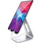 Tablet Stand Multi-Angle, Lamicall Tablet Holder: Desktop Adjustable Dock Cradle Compatible with Tablets Such As iPad Air Mini Pro, Phone XS Max XR X 6 7 8 Plus More Tablets (4-13 Inch) - Silver
