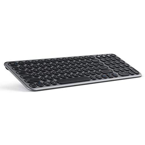 Multi-Device Bluetooth Keyboard, Jelly Comb Wireless Slim Rechargeable Keyboard with Round Keycaps for Laptop PC Tablet Smartphone Windows/MAC OS/Android/iOS System-B45B-2- Black and Gray