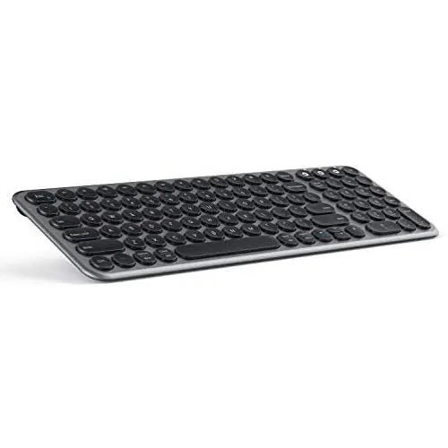 Multi-Device Bluetooth Keyboard, Jelly Comb Wireless Slim Rechargeable Keyboard with Round Keycaps for Laptop PC Tablet Smartphone Windows/MAC OS/Android/iOS System-B45B-2- Black and Gray