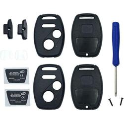 Key Fob Shell Case Fit for 3 Buttons Honda Accord Crosstour Civic Odyssey CR-V CR-Z Keyless Entry Remote Car Key Housing Replacement with Free Screwdriver (Casing Only Without Blade) (2pcs)