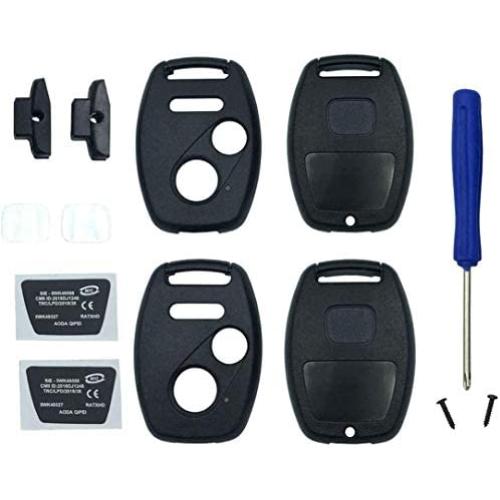 Key Fob Shell Case Fit for 3 Buttons Honda Accord Crosstour Civic Odyssey CR-V CR-Z Keyless Entry Remote Car Key Housing Replacement with Free Screwdriver (Casing Only Without Blade) (2pcs)