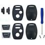 Key Fob Shell Case Fit for 3 Buttons Honda Accord Crosstour Civic Odyssey CR-V CR-Z Keyless Entry Remote Car Key Housing Replacement with Free Screwdriver (Casing Only Without Blade) (2pcs)