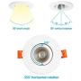 TORCHSTAR 12-Pack 3 Inch Gimbal LED Dimmable Recessed Light with J-Box, 7W (50W Eqv.) 500lm, Airtight, ETL/Energy Star, CRI 90+, 5000K Daylight, 5 Years Warranty, White