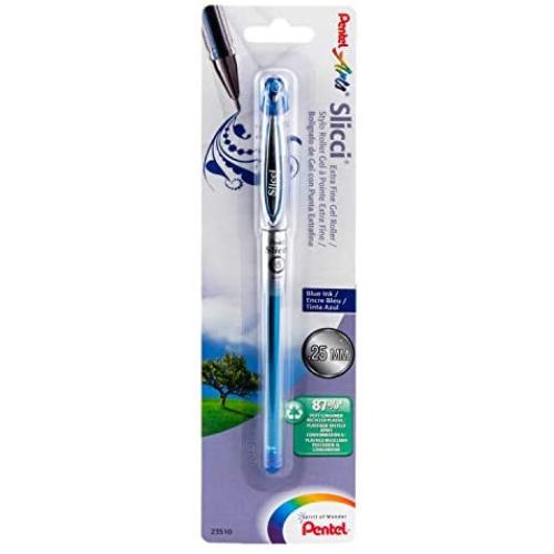 Pentel Arts Slicci 0.25 mm Extra Fine Gel Pen, Blue Ink, 1 Pack (BG202BPC)