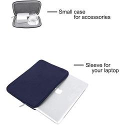 MOSISO Laptop Sleeve Compatible with MacBook Pro 15 inch Touch Bar A1990 A1707, Dell XPS 15,ThinkPad X1 Yoga (1-4th Gen),Surface Laptop 3 15,Water Repellent Neoprene Bag with Small Case, Navy Blue