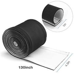 JOTO 10.83ft Cable Management Sleeve, Cuttable Neoprene Cord Management Organizer System, Flexible Cable Wrap Cover Wire Hider for Desk TV Computer Office Home Theater -Reversible Black/White, Large