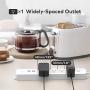 Power Strip Flat Plug, TROND Surge Protector with 4 Outlets & 4 USB Ports, 3ft Short Cord, Wall Mount, Compact and Slim for Home Office Desktop Nightstand Kitchen, White