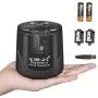 Battery Powered Electric Pencil Sharpener, Fast Sharpen, Suitable for No.2/Colored Pencils(6-8mm), School/Classroom/Office/Home（2 AA batteries，2 replacement blades and 1 brush included） (Black)