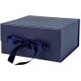 WRAPAHOLIC 2Pcs Navy Gift Box with Satin Ribbon, 8x8x4 Inches Collapsible Gift Box with Magnetic Closure for Party, Wedding, Gift Wrap, Bridesmaid Proposal, Storage
