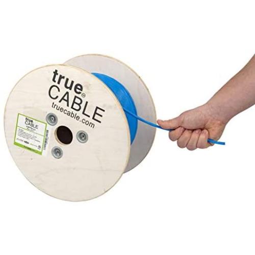 trueCABLE Cat6 Plenum (CMP), 500ft, Blue, 23AWG 4 Pair Solid Bare Copper, 550MHz, ETL Listed, Unshielded Twisted Pair (UTP), Bulk Ethernet Cable