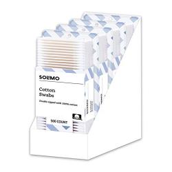 Amazon Brand - Solimo Cotton Swabs, 500ct (Pack of 4)