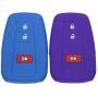 Lcyam Blue Purple Soft Material Silicone Key Fob Cover Case 3 Button Fits for Toyota Prius Avalon Corolla Camry RAV4 Smart Keyless Remote
