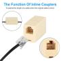RJ11 6P4C Inline Coupler, Uvital Modular Female to Female Straight Telephone Extension Cable Cord Coupler Adapter Jack White(Cream, 2 Pack)